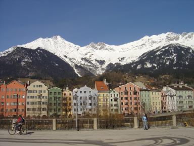 The Austrian Alps hovering magnificently over Innsbruck