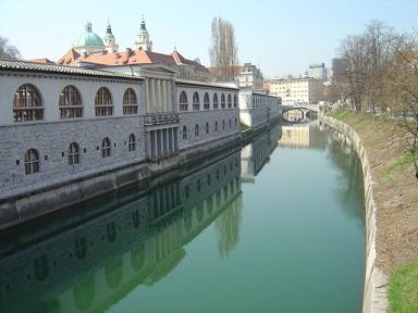 Tranquil shot of a canal in Ljublana