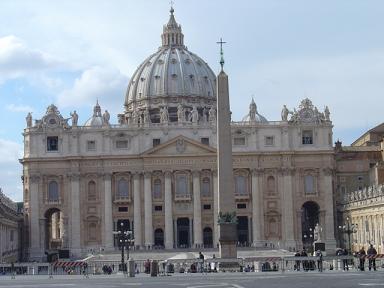 The famous cathedral dominates St Peter's Square in the Vatican