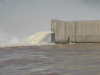 Water gushing out of a despository near the dam